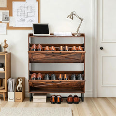 Farmhouse Style Shoe Storage Cabinet with Adjustable Shelves