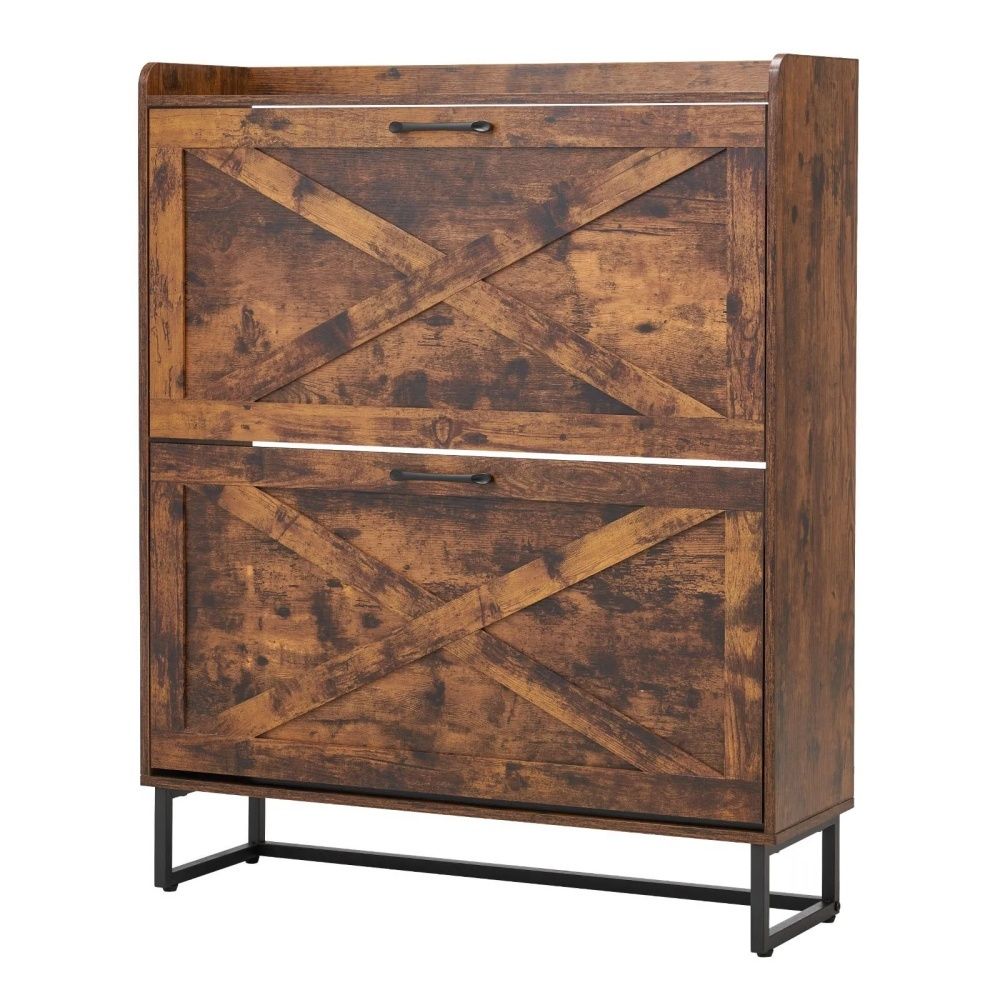 Farmhouse Style Shoe Storage Cabinet with Adjustable Shelves