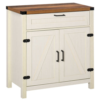 Farmhouse Style White Wooden Sideboard Kitchen Buffet Cabinet with Drawer and Shelf