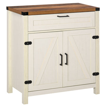 Farmhouse Style White Wooden Sideboard Kitchen Buffet Cabinet with Drawer and Shelf