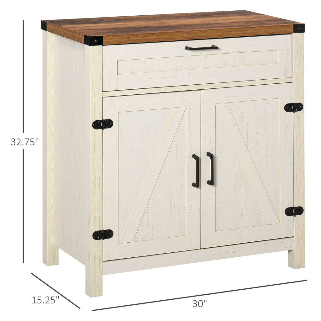 Farmhouse Style White Wooden Sideboard Kitchen Buffet Cabinet with Drawer and Shelf