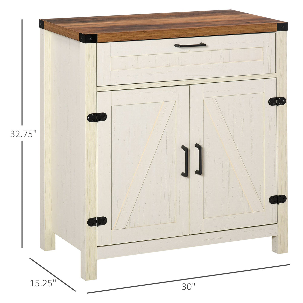 Farmhouse Style White Wooden Sideboard Kitchen Buffet Cabinet with Drawer and Shelf