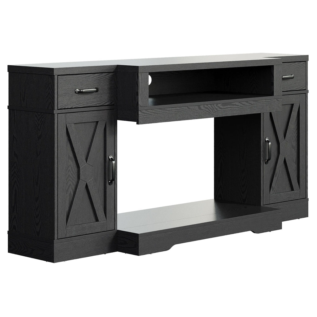Black Farmhouse Media Console with Adjustable Shelves