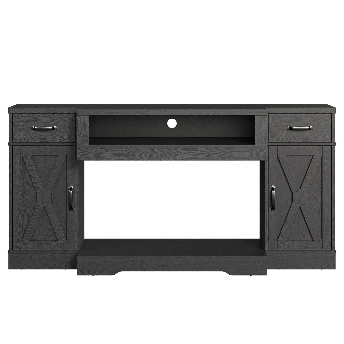 Black Farmhouse Media Console with Adjustable Shelves