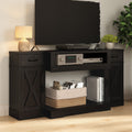 Black Farmhouse Media Console with Adjustable Shelves