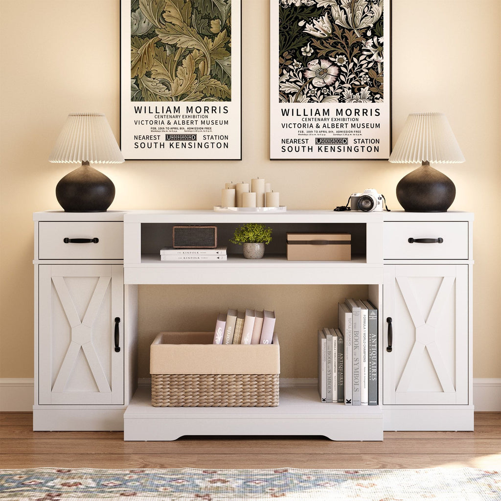 Farmhouse Media Console with Adjustable Storage