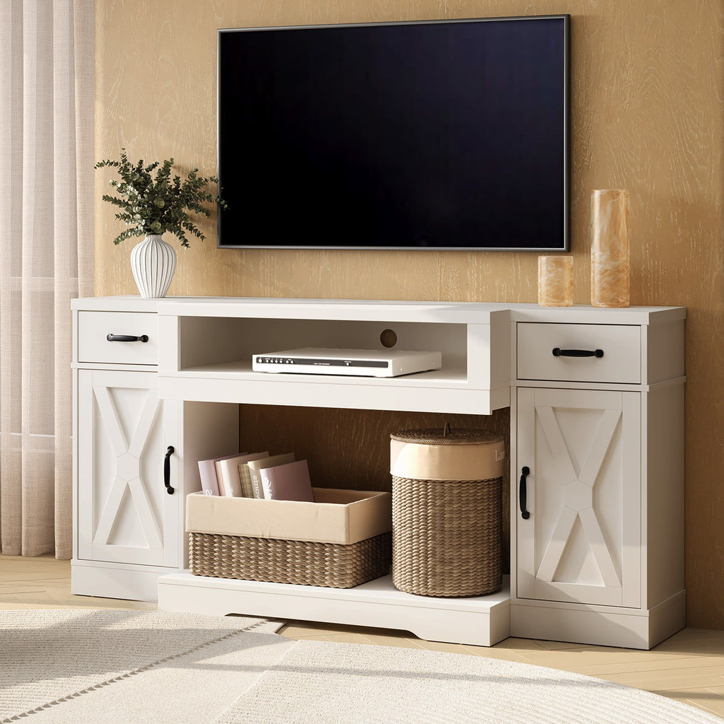 Farmhouse Media Console with Adjustable Storage