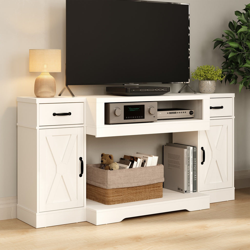 Farmhouse Media Console with Adjustable Storage