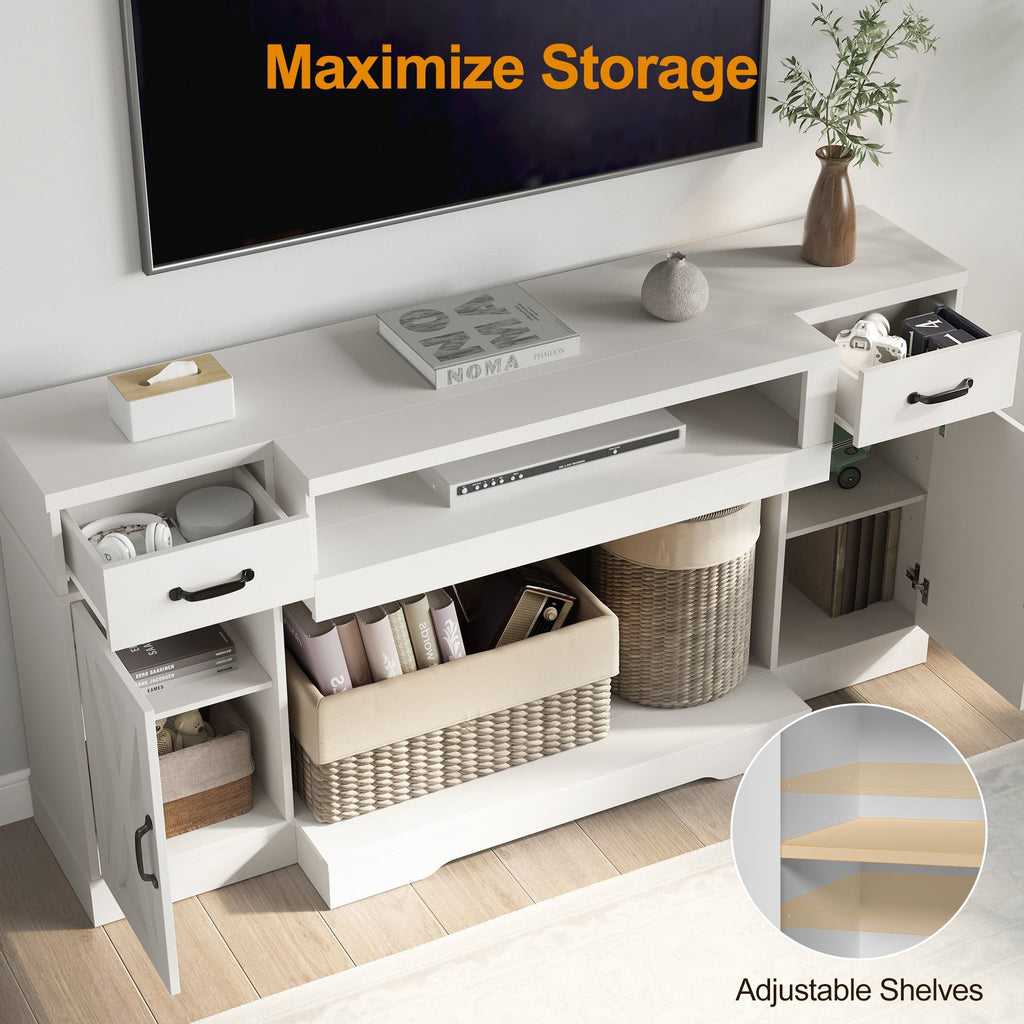 Farmhouse Media Console with Adjustable Storage