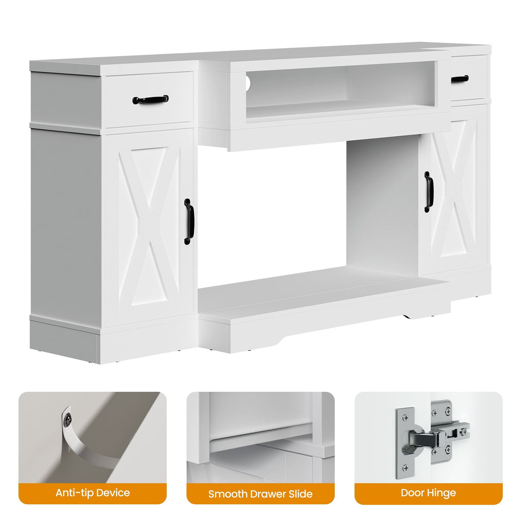 Farmhouse Media Console with Adjustable Storage