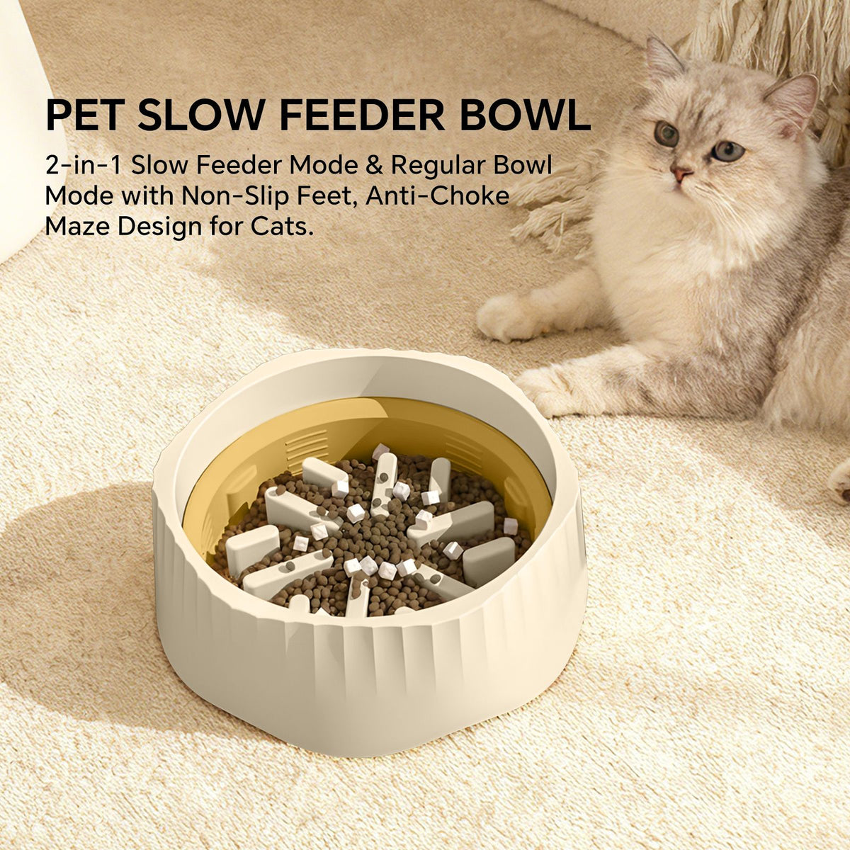 Dual Food and Water Bowl Set with Nonslip Base