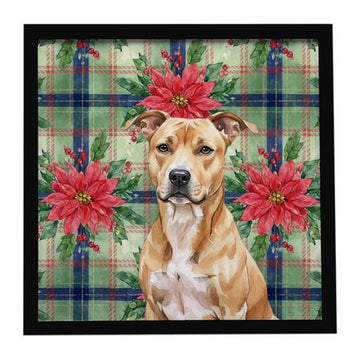 American Staffordshire Terrier Christmas Poinsettia Wall Art