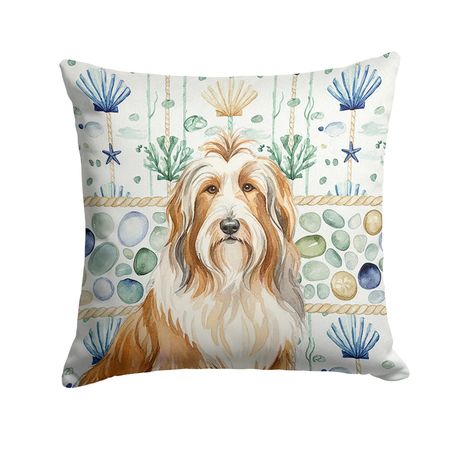 Fawn Bearded Collie Coastal Throw Pillow
