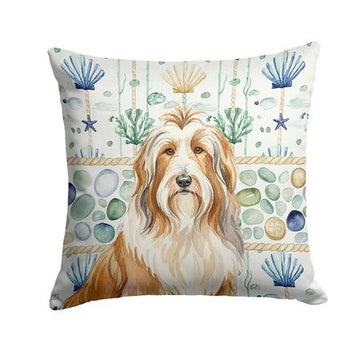 Fawn Bearded Collie Coastal Throw Pillow