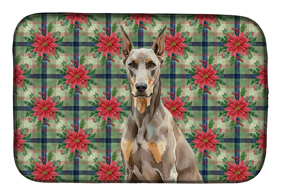 Fawn Doberman Pinscher Poinsettia Drying Mat
