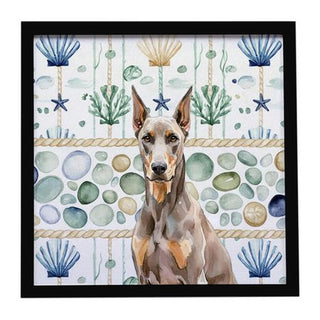 Fawn Doberman Pinscher Coastal Framed Wall Art