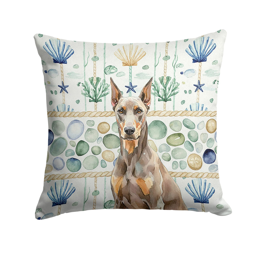 Fawn Doberman Coastal Sea Glass Accent Pillow