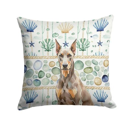 Fawn Doberman Coastal Sea Glass Accent Pillow