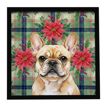 Fawn French Bulldog Christmas Poinsettia Wall Art