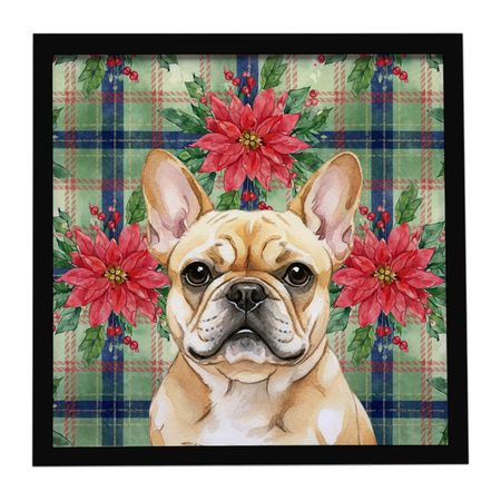 Fawn French Bulldog Christmas Poinsettia Wall Art