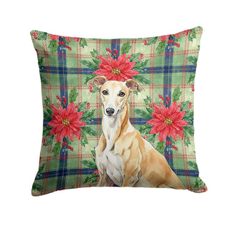 Fawn Greyhound Christmas Poinsettia Accent Pillow