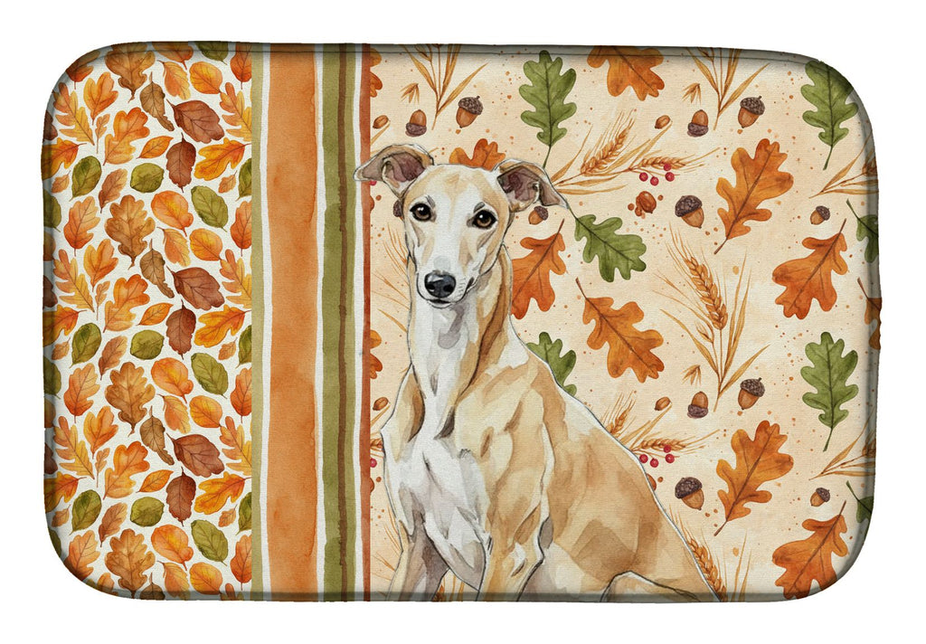 Fawn Greyhound Fall Dish Drying Mat