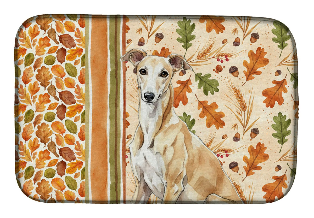 Fawn Greyhound Fall Dish Drying Mat