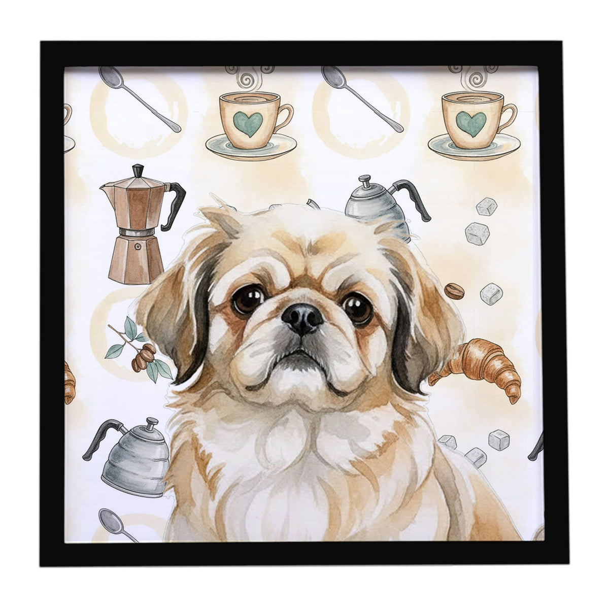 Pekingese Coffee Bar Framed Wall Art