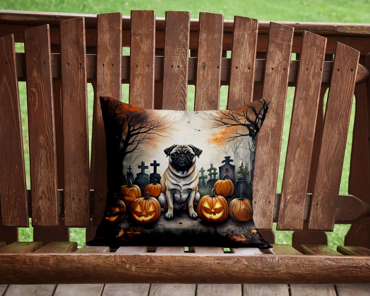 Spooky Fawn Pug Halloween Indoor-Outdoor Pillow