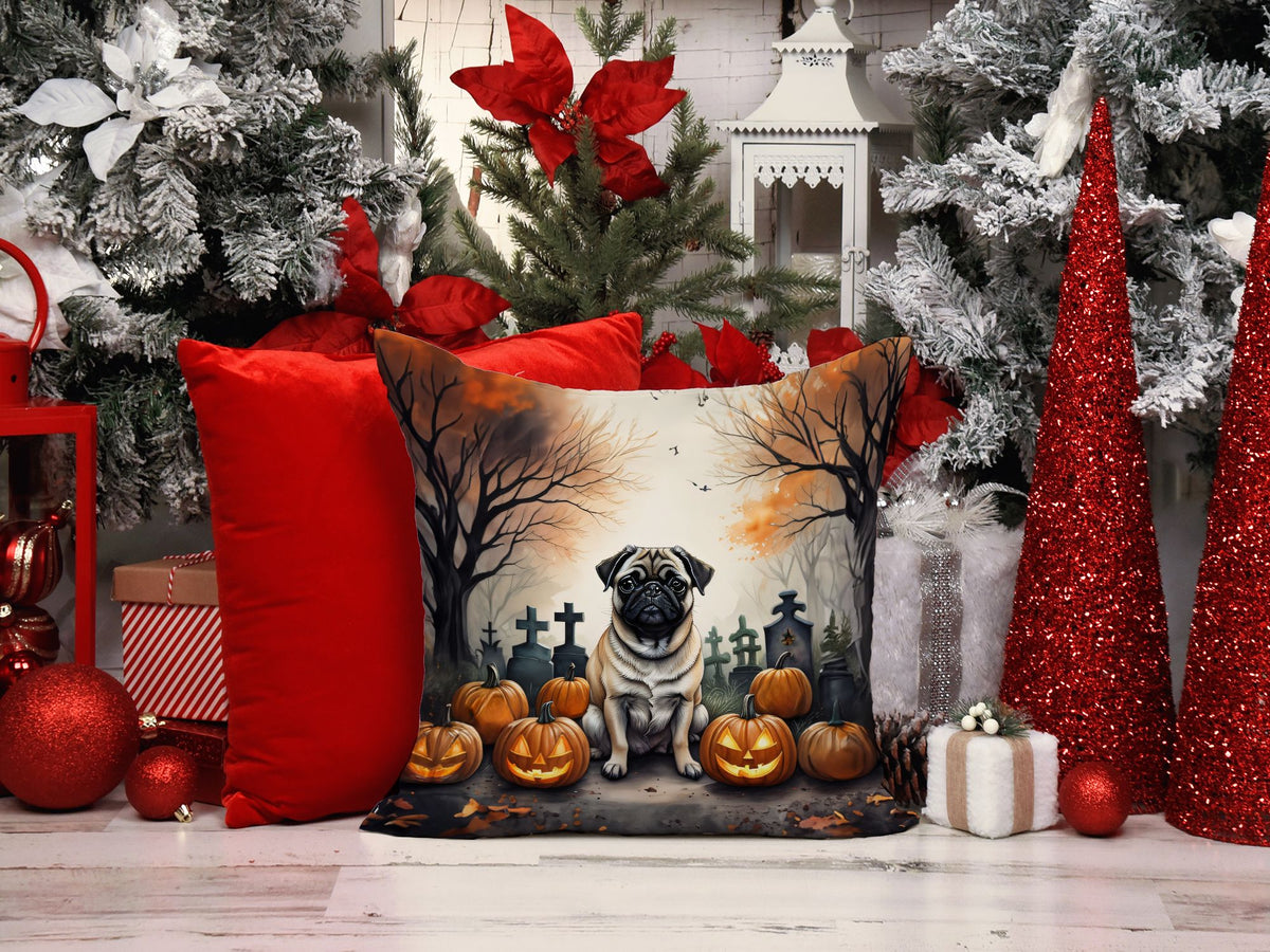 Spooky Fawn Pug Halloween Indoor-Outdoor Pillow