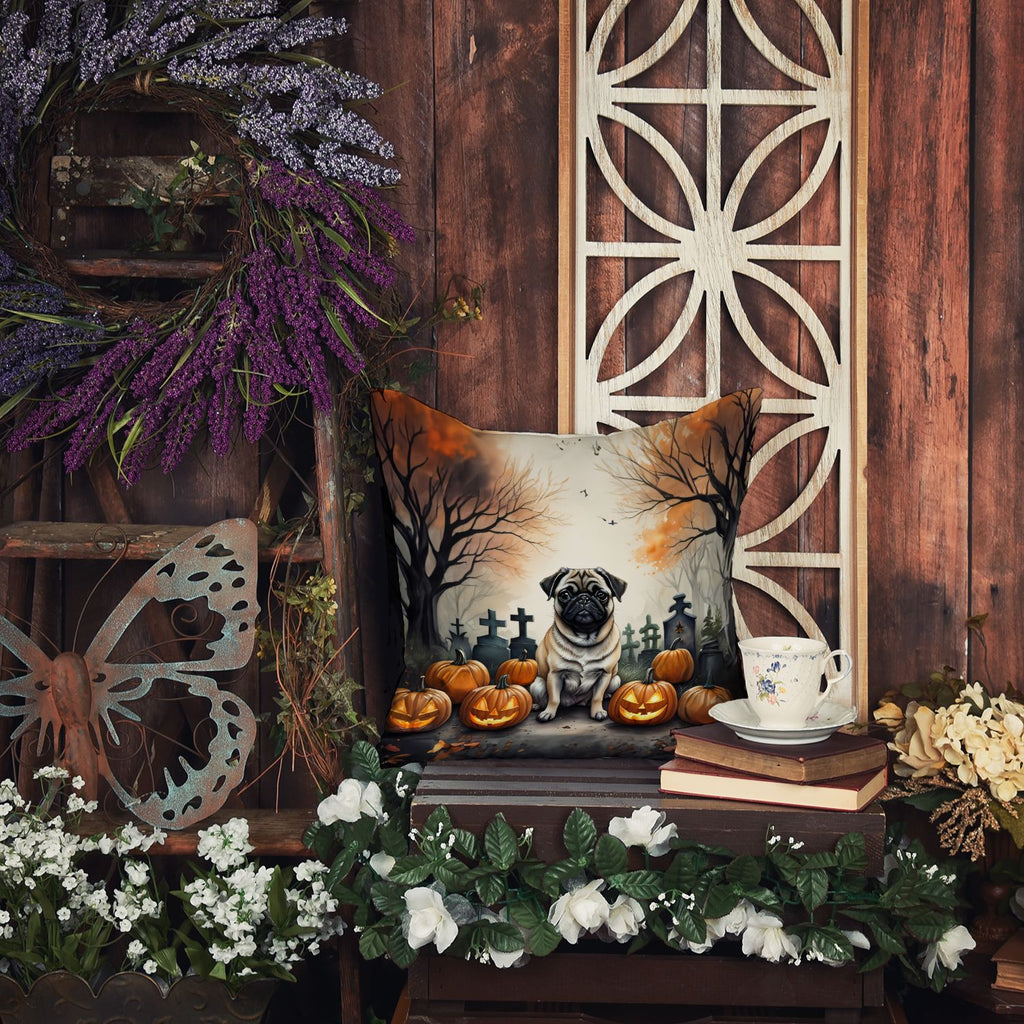 Spooky Fawn Pug Halloween Indoor-Outdoor Pillow