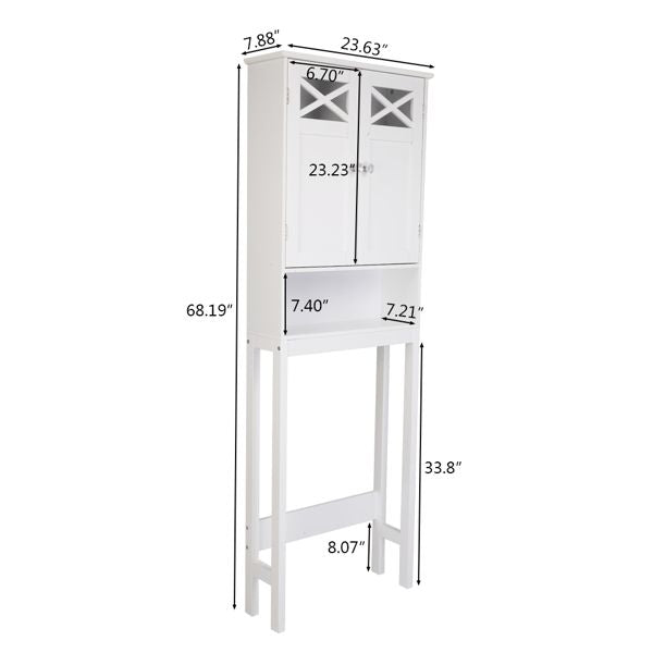 Modern Two-Door Toilet Cabinet with Adjustable Shelf – White