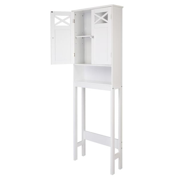 Modern Two-Door Toilet Cabinet with Adjustable Shelf – White