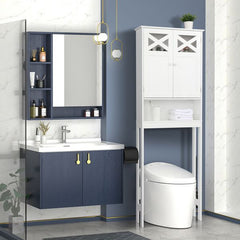 Modern Two-Door Toilet Cabinet with Adjustable Shelf – White