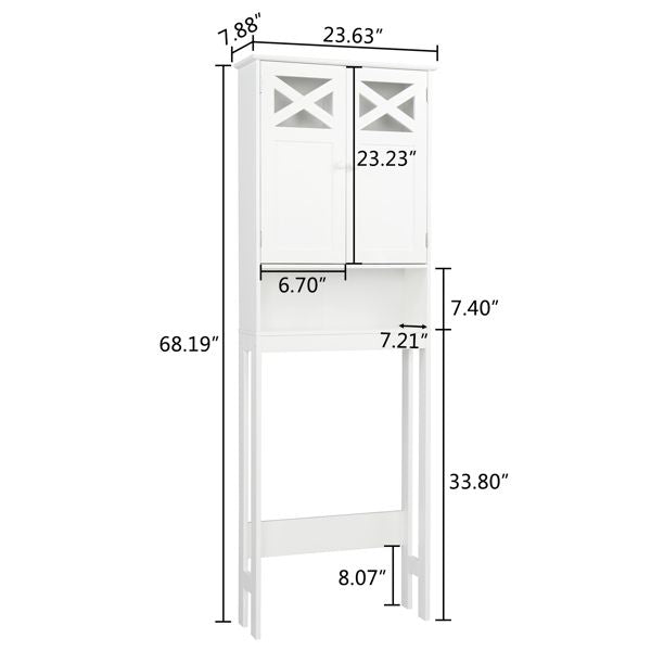 Modern Two-Door Toilet Cabinet with Adjustable Shelf – White