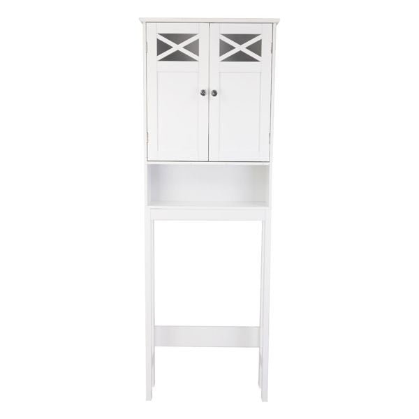 Modern Two-Door Toilet Cabinet with Adjustable Shelf – White