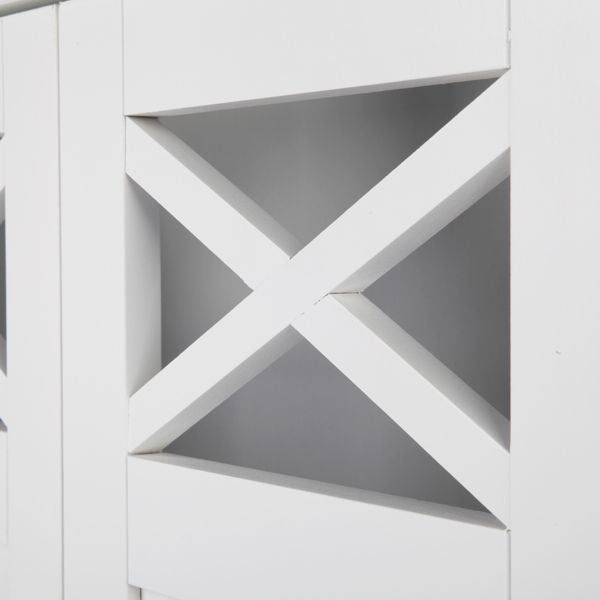 Modern Two-Door Toilet Cabinet with Adjustable Shelf – White
