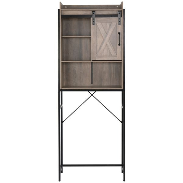 Retro Style Freestanding Bathroom Cabinet with Sliding Door and Three Shelves