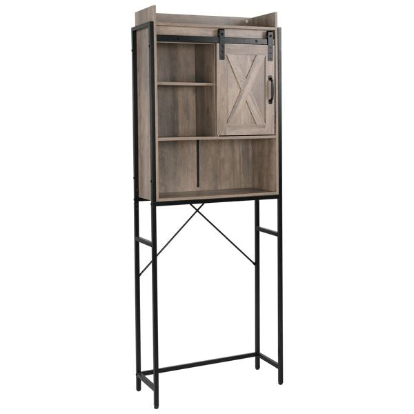 Retro Style Freestanding Bathroom Cabinet with Sliding Door and Three Shelves