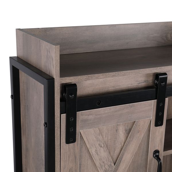 Retro Style Freestanding Bathroom Cabinet with Sliding Door and Three Shelves