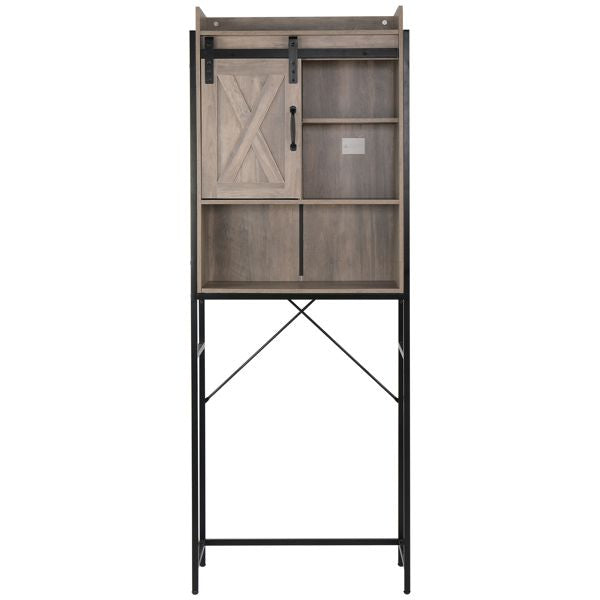 Retro Style Freestanding Bathroom Cabinet with Sliding Door and Three Shelves