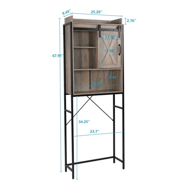 Retro Style Freestanding Bathroom Cabinet with Sliding Door and Three Shelves