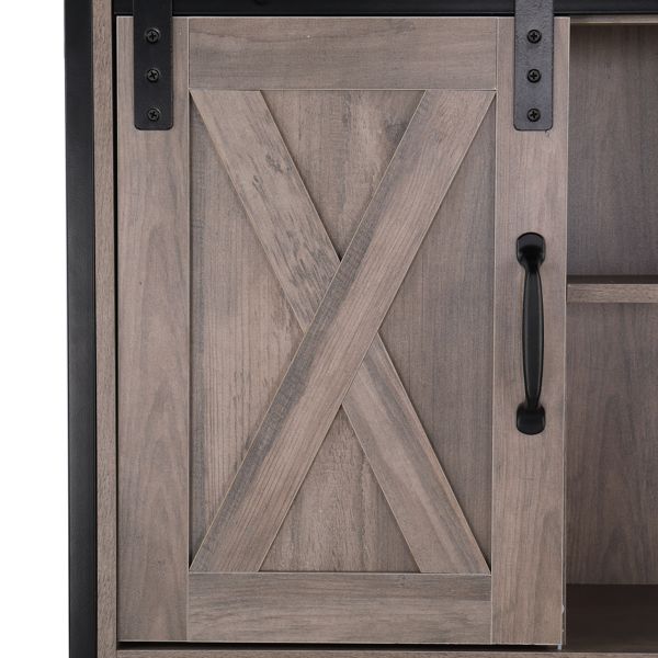 Retro Style Freestanding Bathroom Cabinet with Sliding Door and Three Shelves