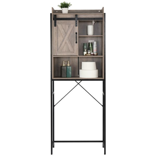 Retro Style Freestanding Bathroom Cabinet with Sliding Door and Three Shelves
