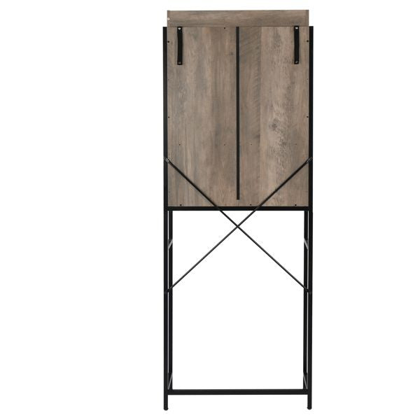 Retro Style Freestanding Bathroom Cabinet with Sliding Door and Three Shelves