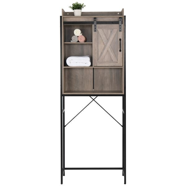 Retro Style Freestanding Bathroom Cabinet with Sliding Door and Three Shelves
