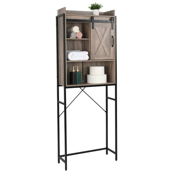 Retro Style Freestanding Bathroom Cabinet with Sliding Door and Three Shelves