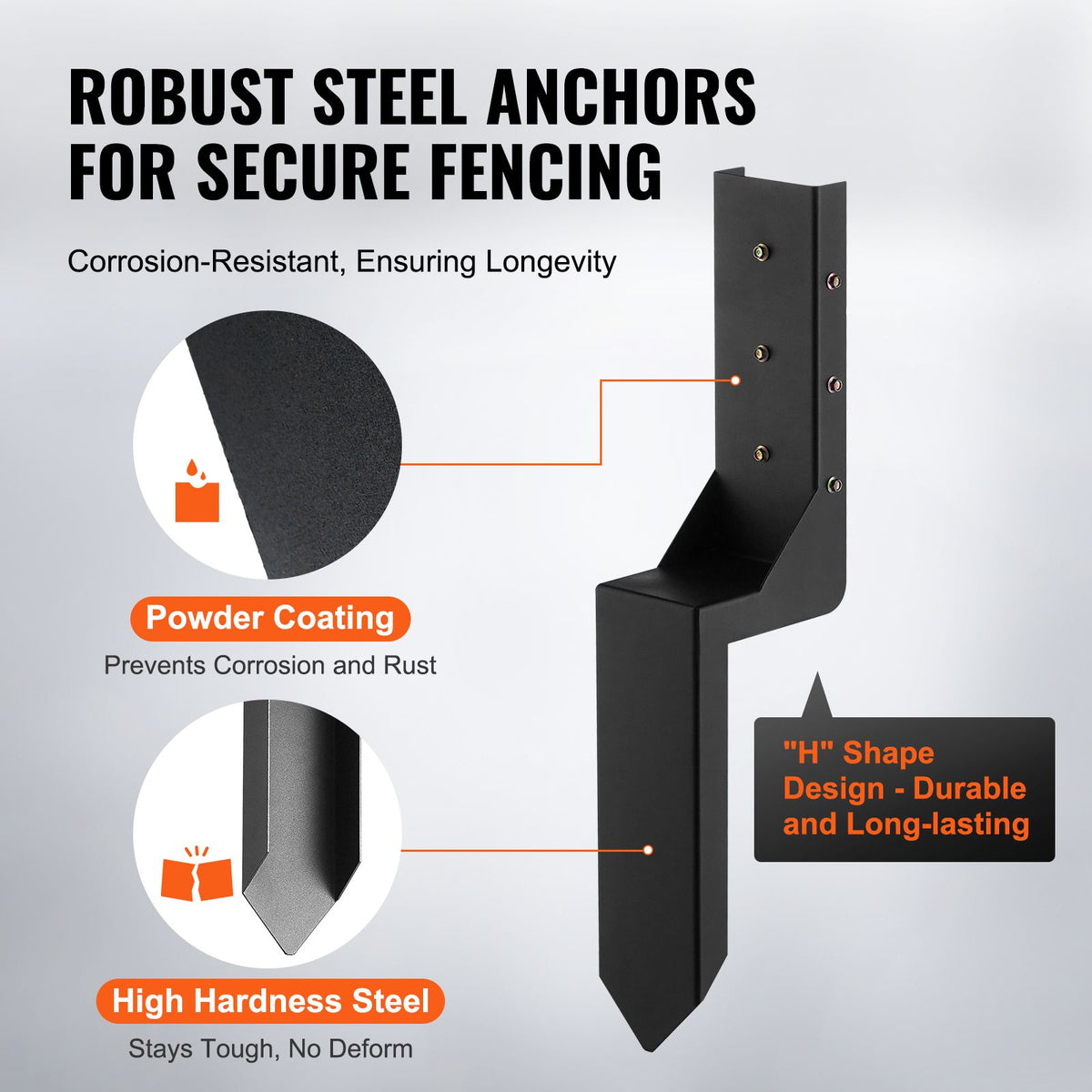 Four-Piece Ground Spike Kit for Fence Post Repairs