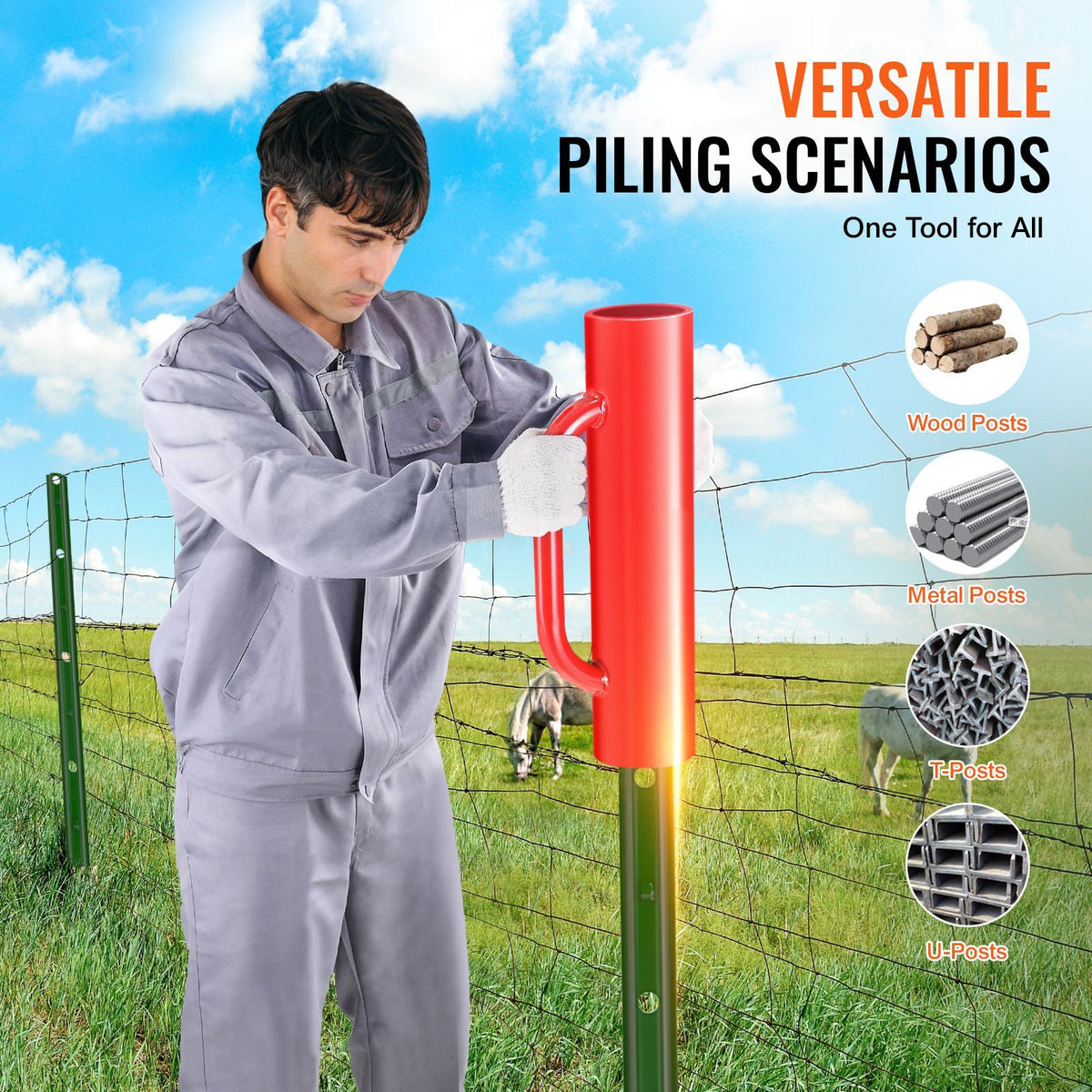 Handled Manual Fence Post Driver for Farm Projects