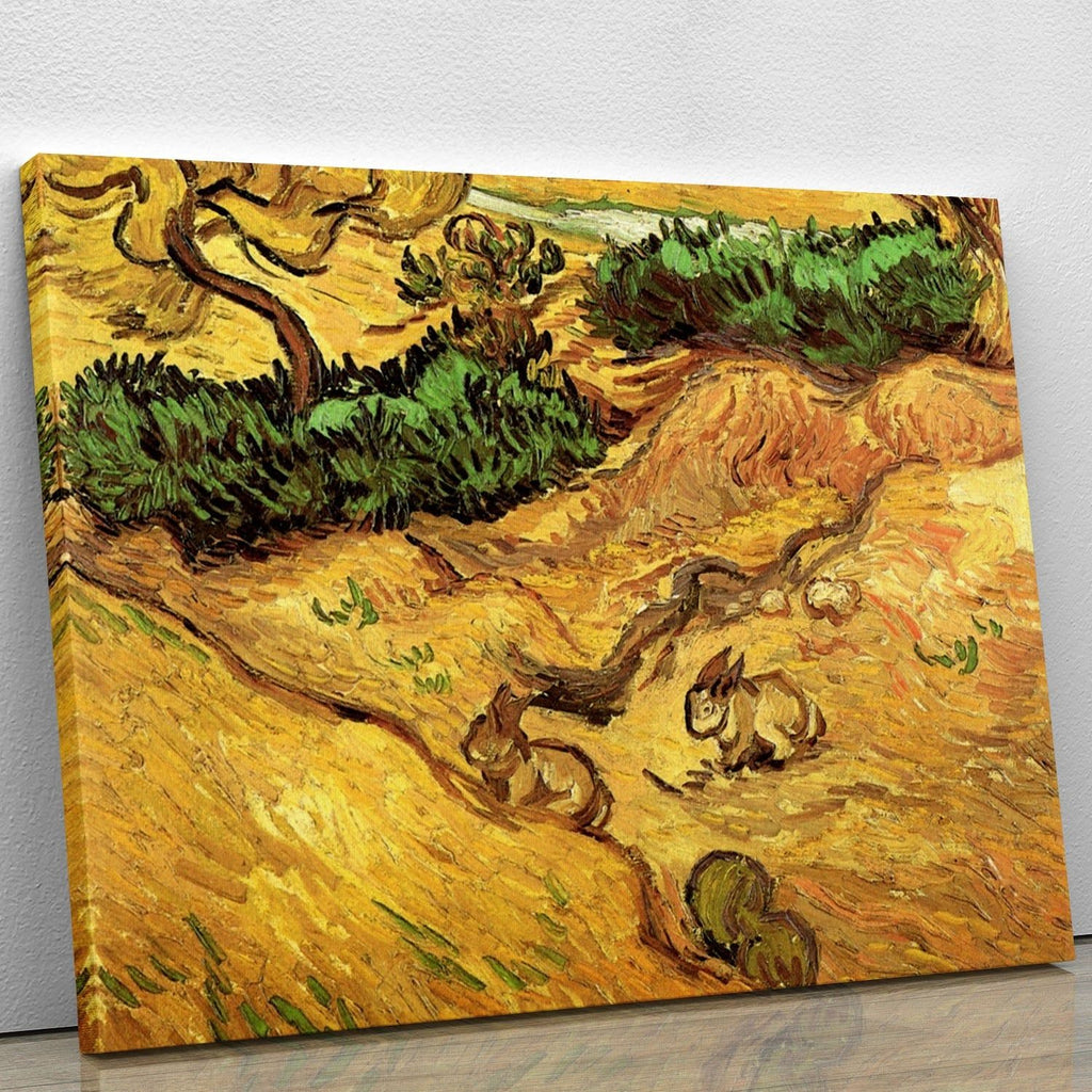 Van Gogh Field with Two Rabbits Wall Art